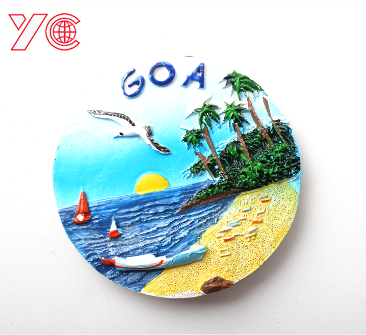 Cheap india Custom Goa city Tourist Souvenirs Blank 3D resin Fridge Magnet