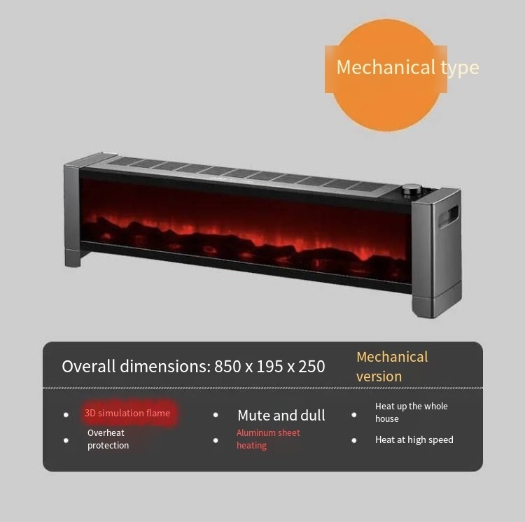 Voice model simulation 3D Flame heater Household graphene heater fast thermoelectric heating bathroom fireplace