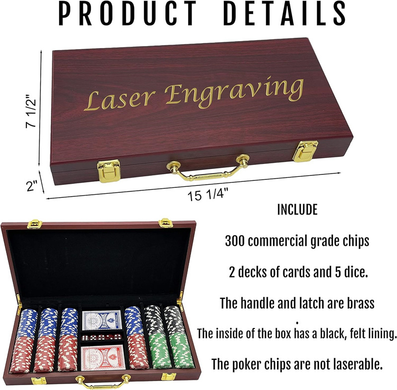 Customized Engraved Poker Case with Monogram Poker Player Gifts Personalized Chips Poker Box Set Gift for Dad