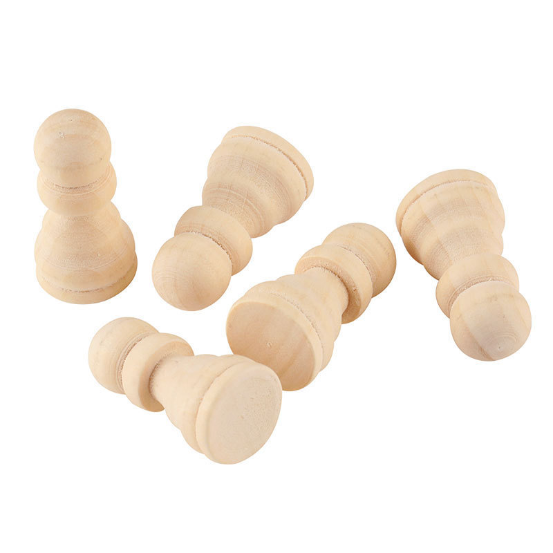 wooden unfinished kokeshi unpainted chess pieces pawns wood accessories diy handmade crafts kits decor peg dolls