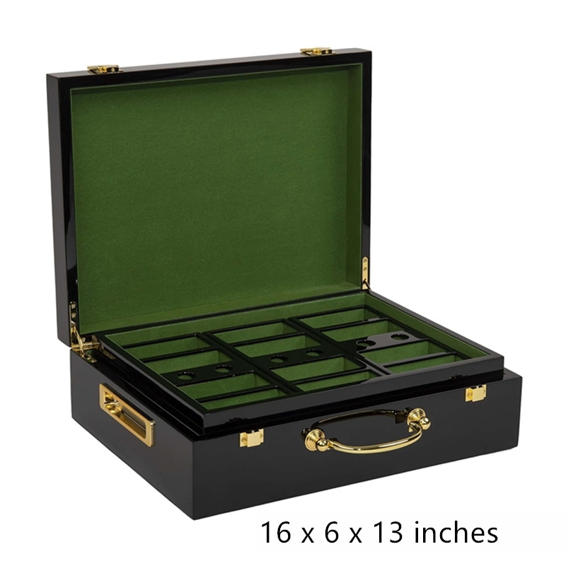 Hi-Gloss Wooden Carry Case Professional Casino Supplies Kits Holders Jetton Storage Container Poker Chips Set