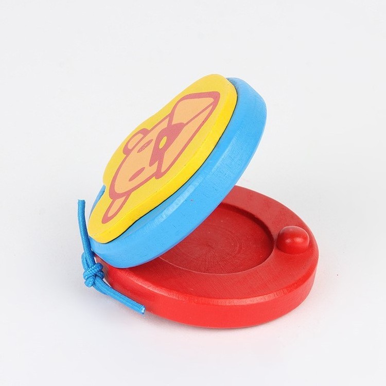 wooden castanets musical instrument percussion kids hand bells clappers soundboard round finger clap board musical toys