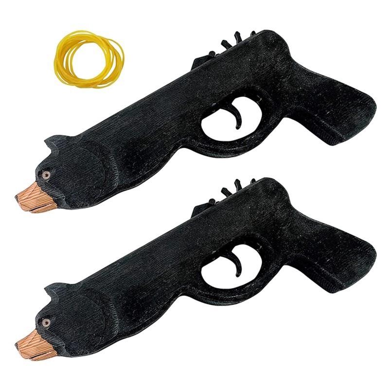 custom gun pistol handgun shooting games handcarved animal wooden rubber band toy gun