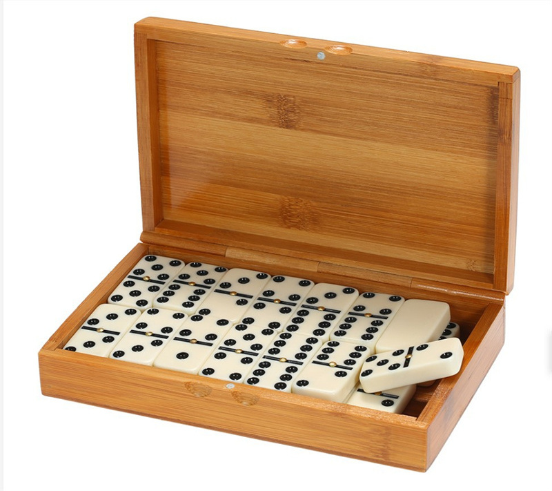 Hot Sale Classic Adults Gambing Board Games Ivory Colored Domino Chips 28pcs Mahjong Game Sets In Wooden Box