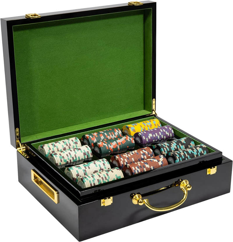 Hi-Gloss Wooden Carry Case Professional Casino Supplies Kits Holders Jetton Storage Container Poker Chips Set