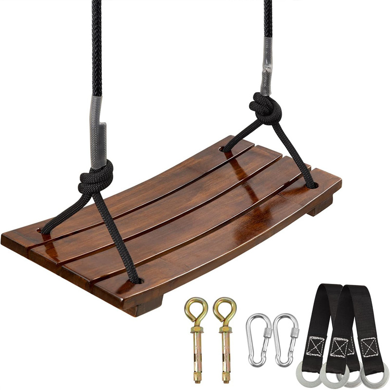 Backyard Play Adult Kids Children Swing Seat Anticorrosive Waterproof Carbonized Hanging Wooden Tree Swing Set