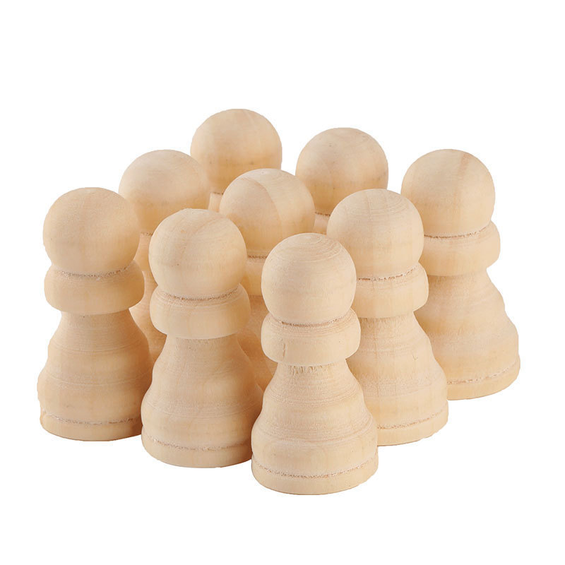 wooden unfinished kokeshi unpainted chess pieces pawns wood accessories diy handmade crafts kits decor peg dolls