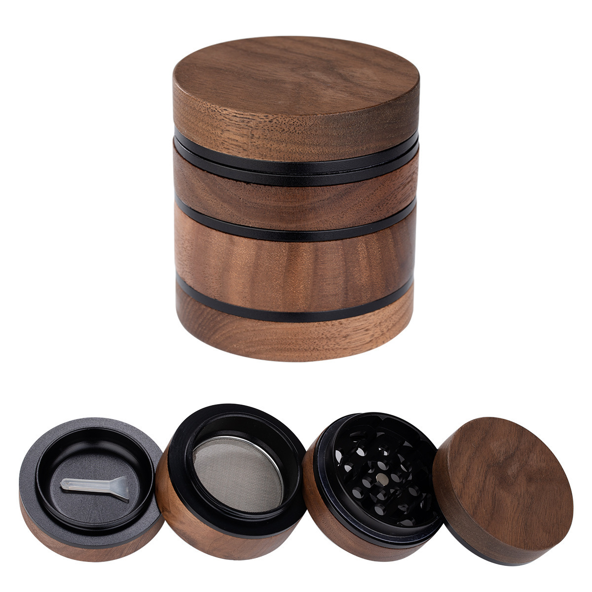 grinder black walnut custom hand accessories wood herb spice grinder