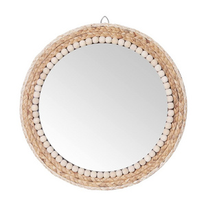 rattan mirror farmhouse living room bedroom circle wall mounted specchio espejo hanging rattan wall mirror boho decoration