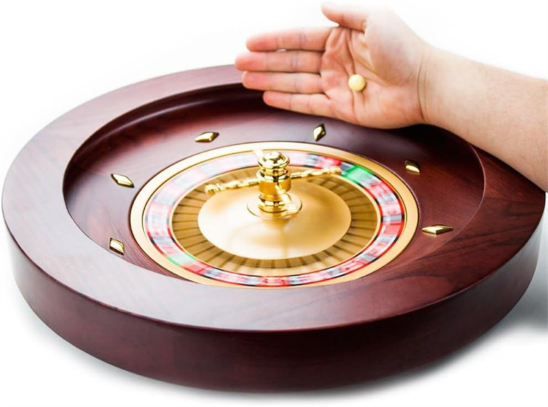 Handcrafted Mahogany Roulette with Double-Zero Layout Professional Wooden Roulette Wheel Set with 2 Ceramic Balls