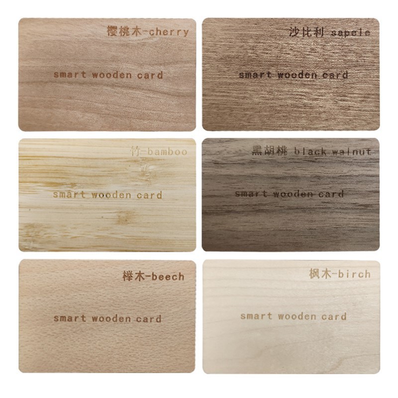 wooden sheets engraved bamboo wood custom business card carving business nfc rfid card