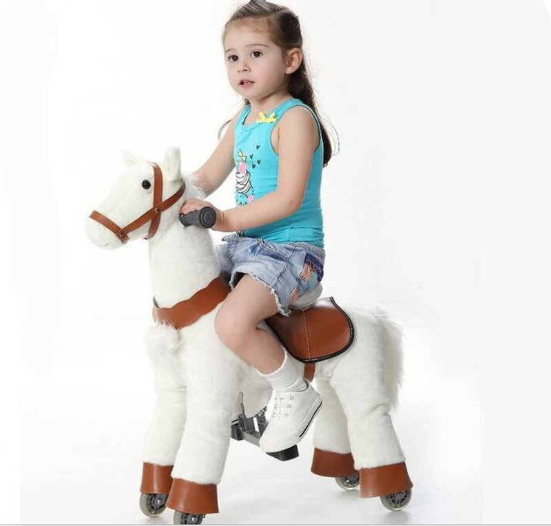 kids small 72cm plush action pony giddy up life size ride on rocking walking mechanical riding horse animals on wheels toys