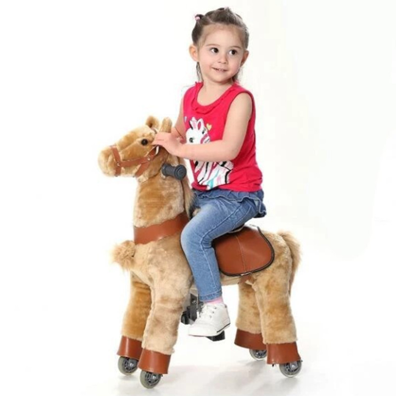 kids small 72cm plush action pony giddy up life size ride on rocking walking mechanical riding horse animals on wheels toys