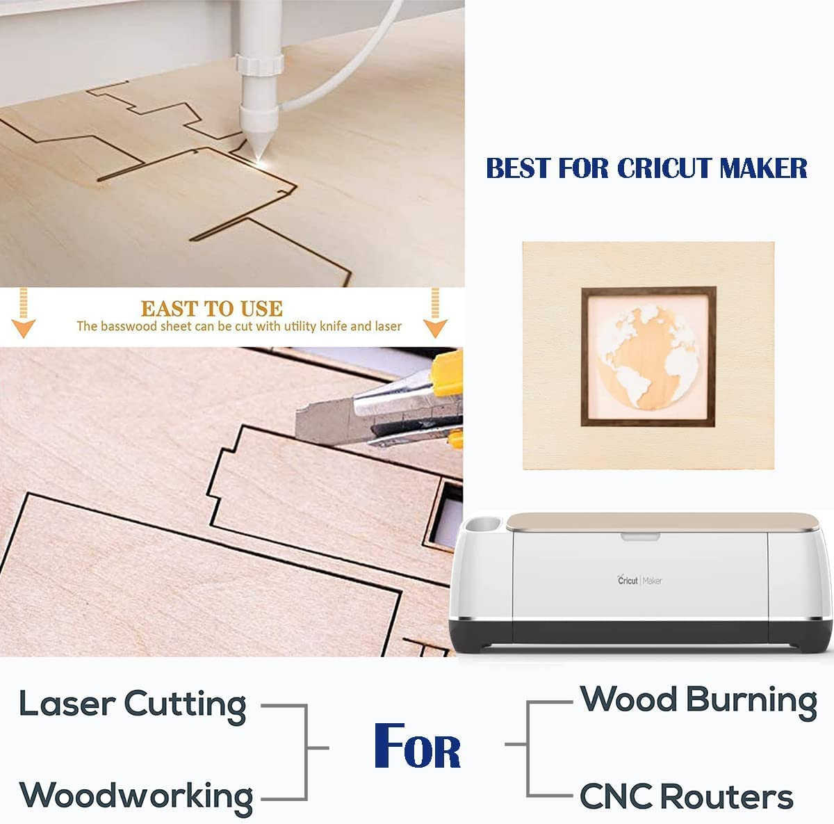 thin basswood wood sheets unfinished squares blank wooden pieces craft for architectural models laser burning CNC cutting