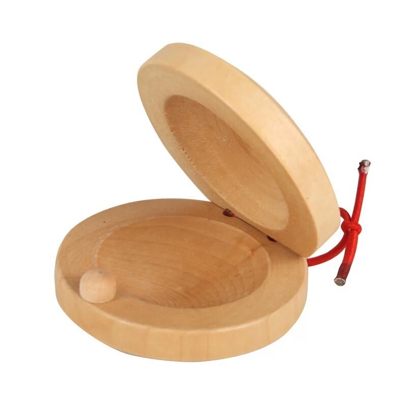 wooden castanets musical instrument percussion kids hand bells clappers soundboard round finger clap board musical toys