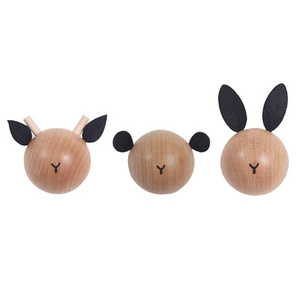 kindergarten children hat bag wooden dot wall coat rack hook backpack kids cute cartoon animal head hook hanger decorative