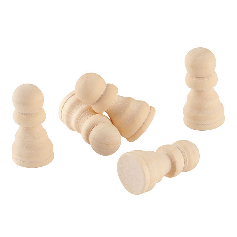 wooden unfinished kokeshi unpainted chess pieces pawns wood accessories diy handmade crafts kits decor peg dolls