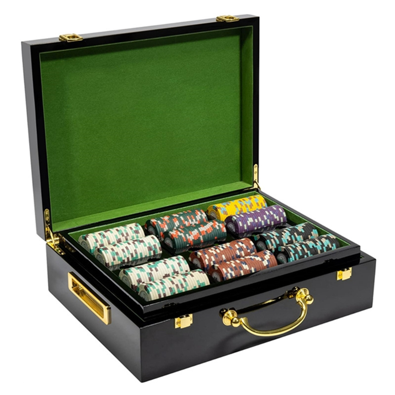 Hi-Gloss Wooden Carry Case Professional Casino Supplies Kits Holders Jetton Storage Container Poker Chips Set