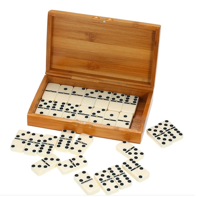 Hot Sale Classic Adults Gambing Board Games Ivory Colored Domino Chips 28pcs Mahjong Game Sets In Wooden Box