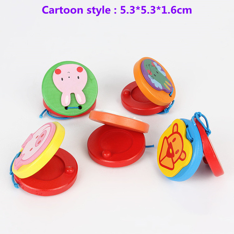 wooden castanets musical instrument percussion kids hand bells clappers soundboard round finger clap board musical toys