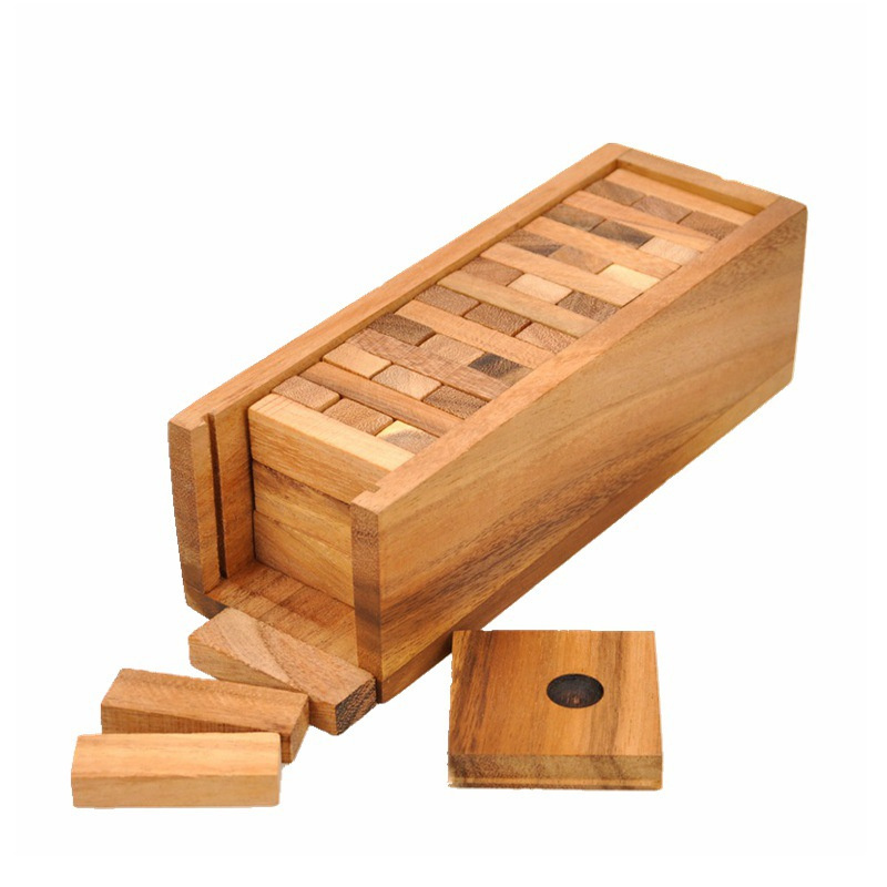 Ideal for Outdoor Party Camping Games Wholesale 54PCS Wooden Blocks Tumbling Tower Stacking Game with Wooden Case