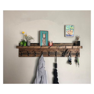 entryway wall mount wooden leash mask hat robe coat key hook hanger holder rack wall mount organizer storage floating shelf