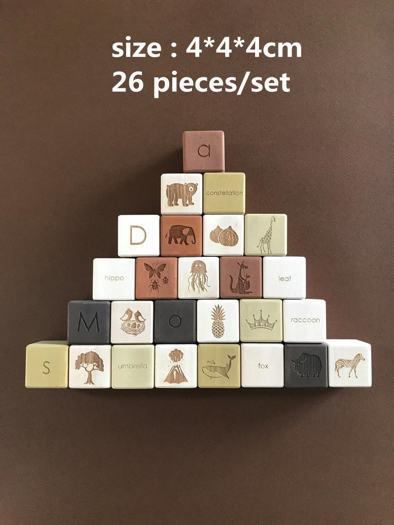 custom abc wood cubes stacking alphabet blocks wooden letter block baby shower gift nursery decor education montessoresi toys