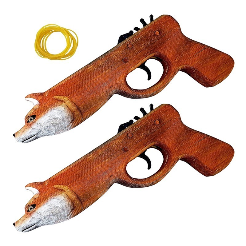 custom gun pistol handgun shooting games handcarved animal wooden rubber band toy gun