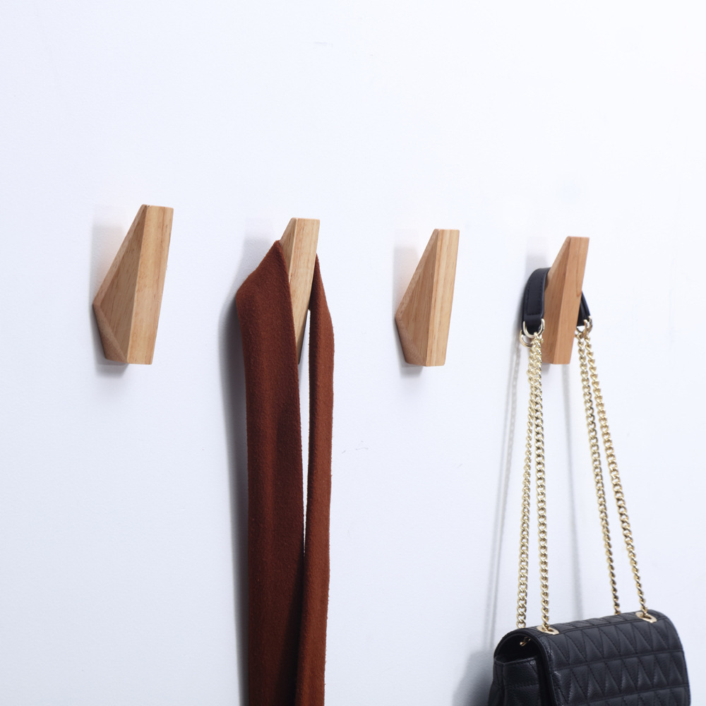 towels hat bag rustic rubber wood coat rack wall mounted dot hooks backpack wooden wall triangle hook hanger