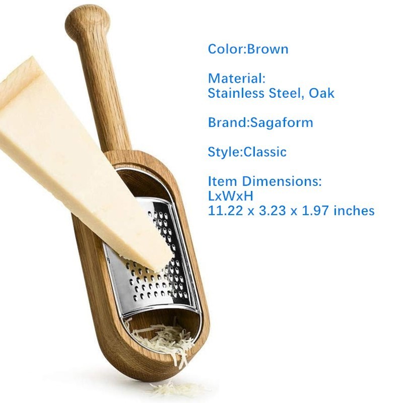 tools stainless steel hand held nature collection cheese box grater shredder kitchen grinder with wood handle oak container