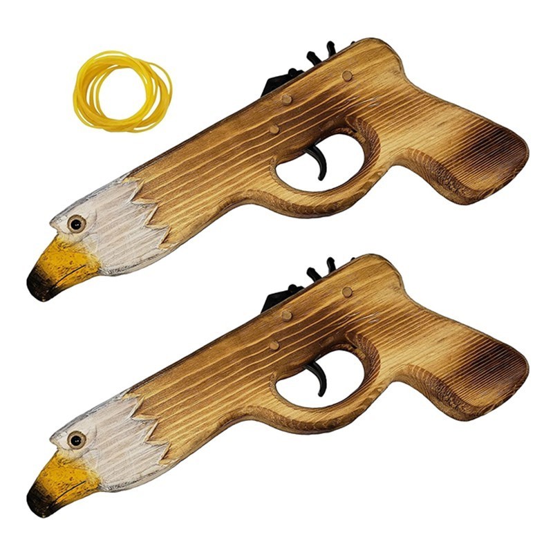 custom gun pistol handgun shooting games handcarved animal wooden rubber band toy gun