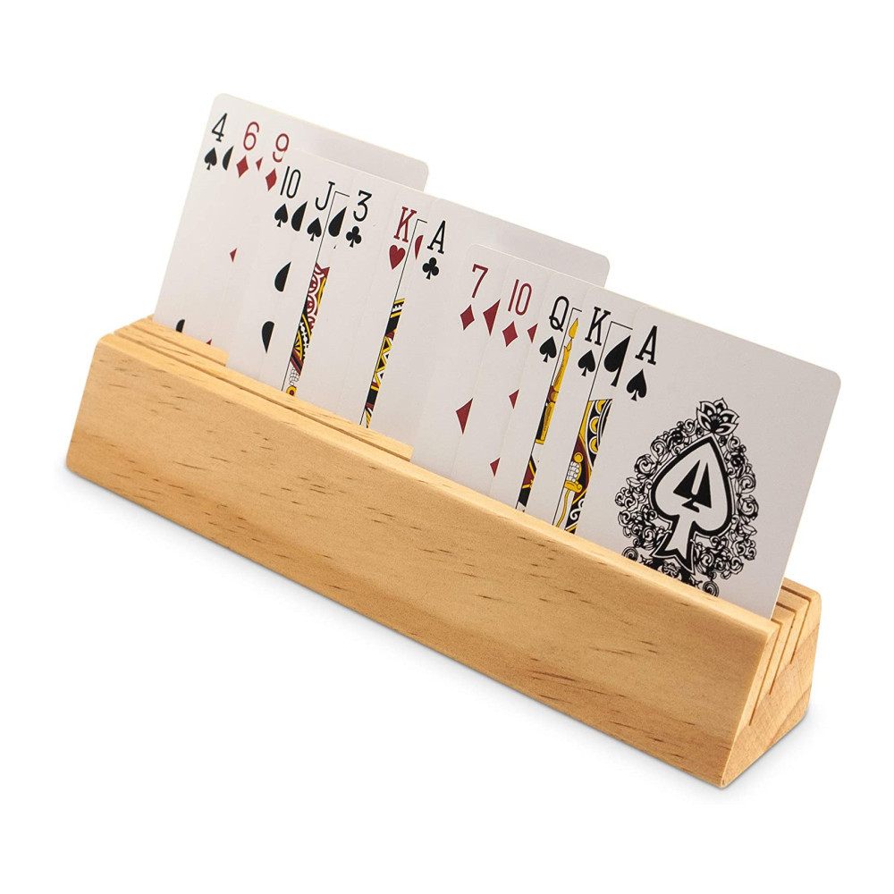 games solid wooden organizer includes playing poker cards holder wooden tray racks bridge canasta display stand