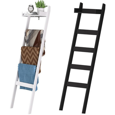 home decor decorative 5 tier bamboo wood blanket towel quilt holder ladder shelf rack stand storage for towels