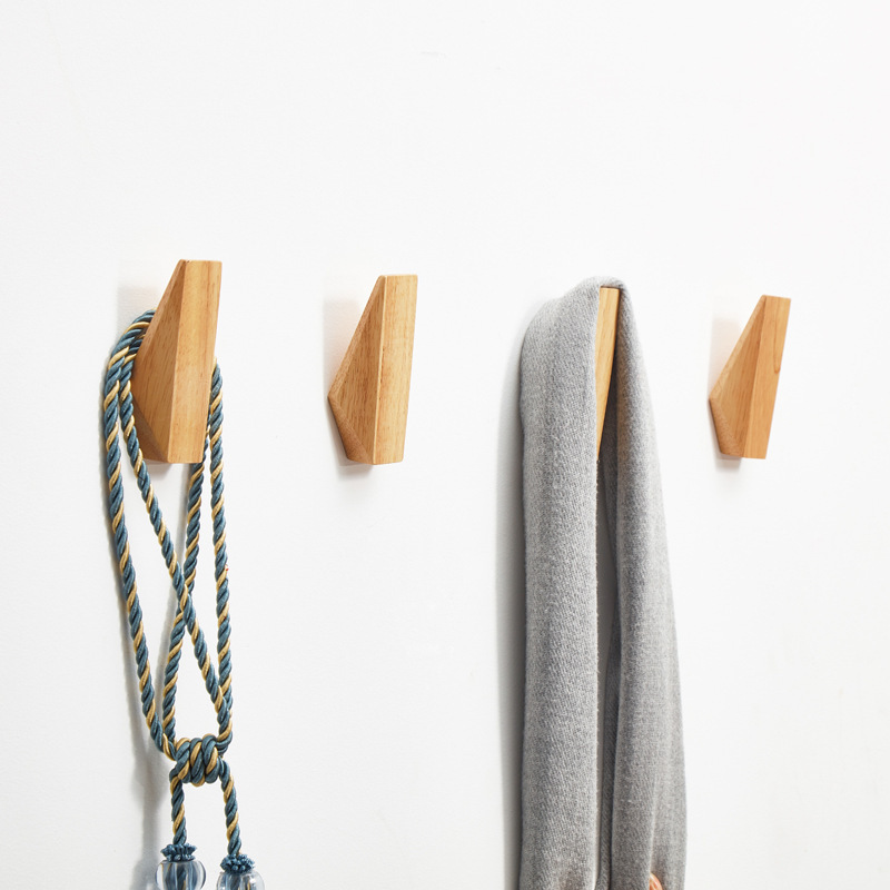 towels hat bag rustic rubber wood coat rack wall mounted dot hooks backpack wooden wall triangle hook hanger