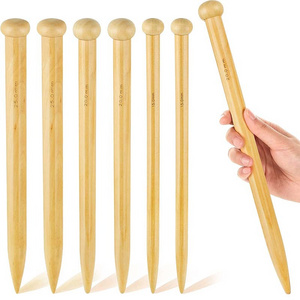 DIY Fabric Crafts Crochet 15mm 20mm 25mm Jumbo Straight Bamboo Knitting Needles Bamboo 6 Pieces Large Knitting Needles