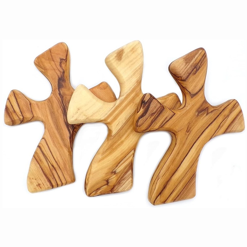 olive wood cross first communion religious christian gifts palm customize hand held holding olive wood comfort cross for praying