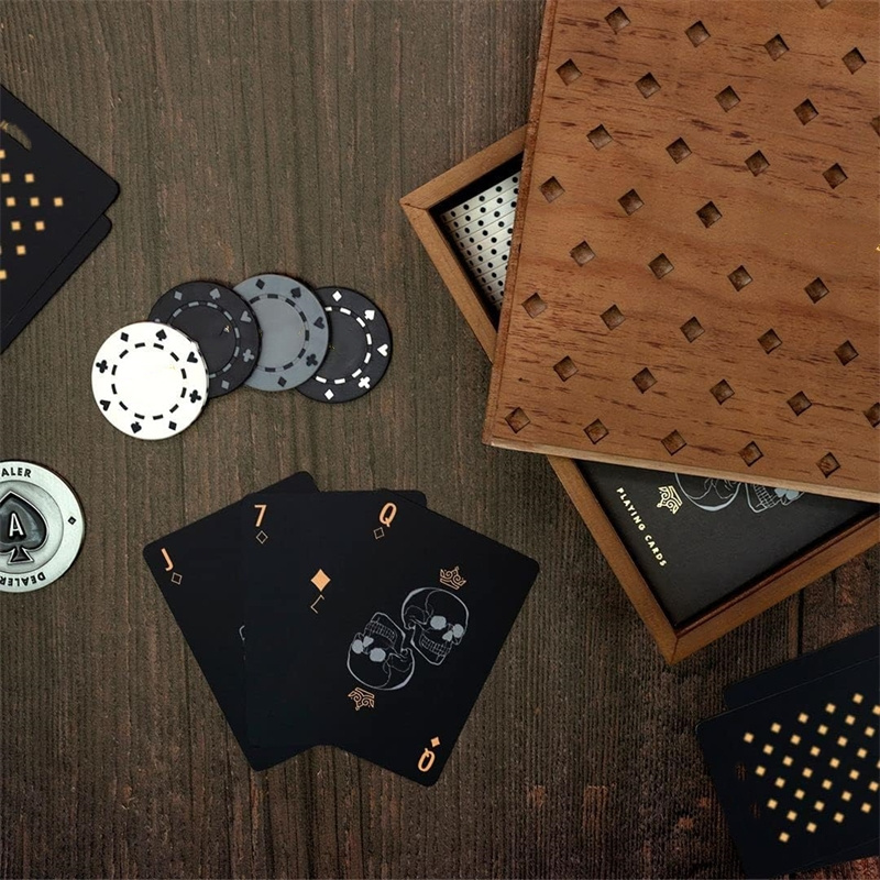 Poker Table Accessories Portable Playing Cards Casino Game Night Luxury Poker Chips Poker Cards Set With Wooden Case