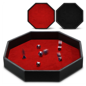 Christmas Party Accessories Dice Mat Case PU Leather Dice Holder Box Velvet Octagon Dice Tray for RPG Table Games