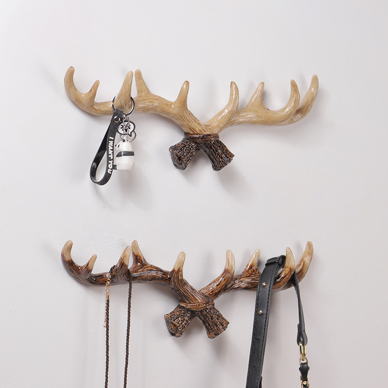 European style creative resin crafts living room bedroom clothing store wall hook antler shape wall hanger wall decor hanging