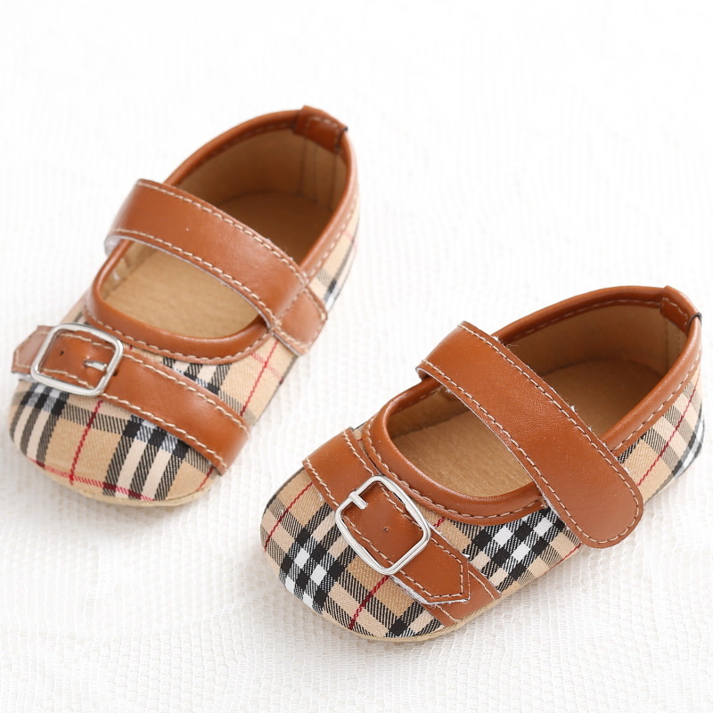 Sweet 0-1 Year Old Girl Baby Fashion Plaid Shoes Spring and Autumn Soft Bottom Baby Princess Toddler Shoes