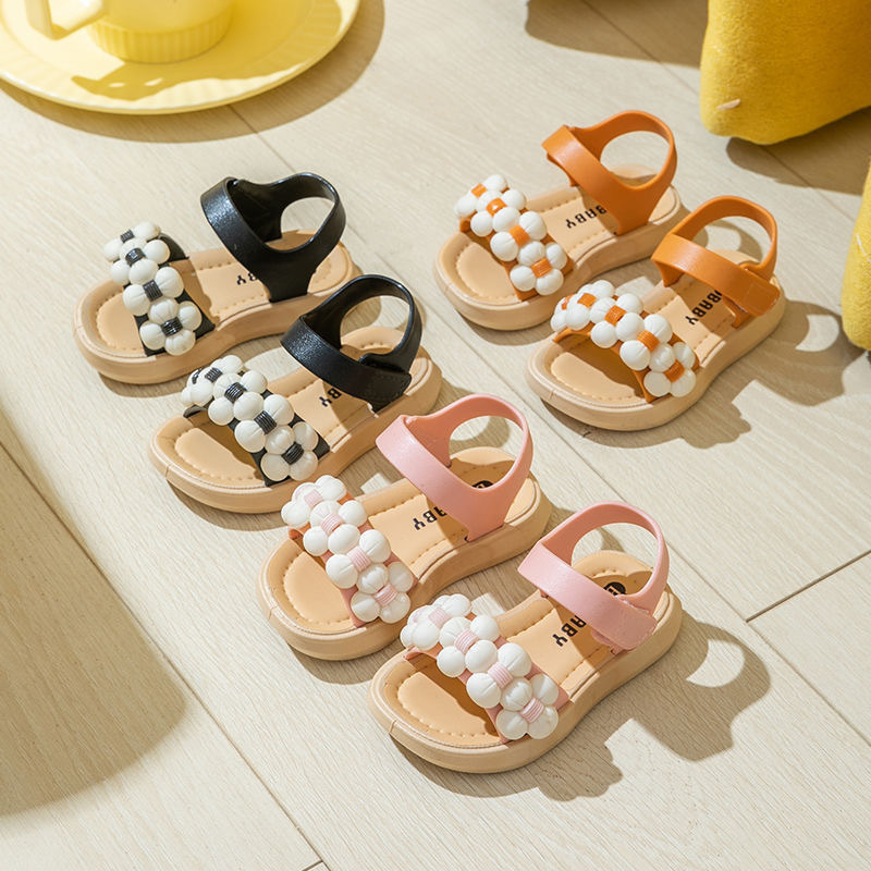 Trendy Sweet Summer Kids Jelly Sandals Princess Beach Sandals Soft Sole Flower Cheap Pu Leather Shape Children Baby Girls Rubber