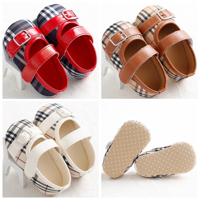 Sweet 0-1 Year Old Girl Baby Fashion Plaid Shoes Spring and Autumn Soft Bottom Baby Princess Toddler Shoes