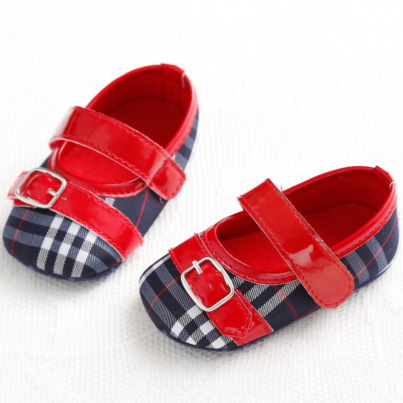 Sweet 0-1 Year Old Girl Baby Fashion Plaid Shoes Spring and Autumn Soft Bottom Baby Princess Toddler Shoes