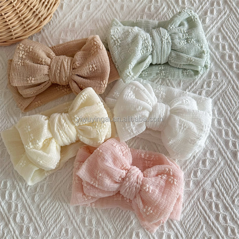 Summer Petal Flower Design Great Elasticity Soft Large Bow Kids Hairband Boutique Baby Hair Bow