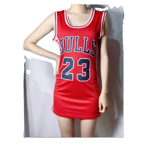 High Quality American Basketball Sport Jersey Dress bull 23 Stitched Jersey Dress For Women