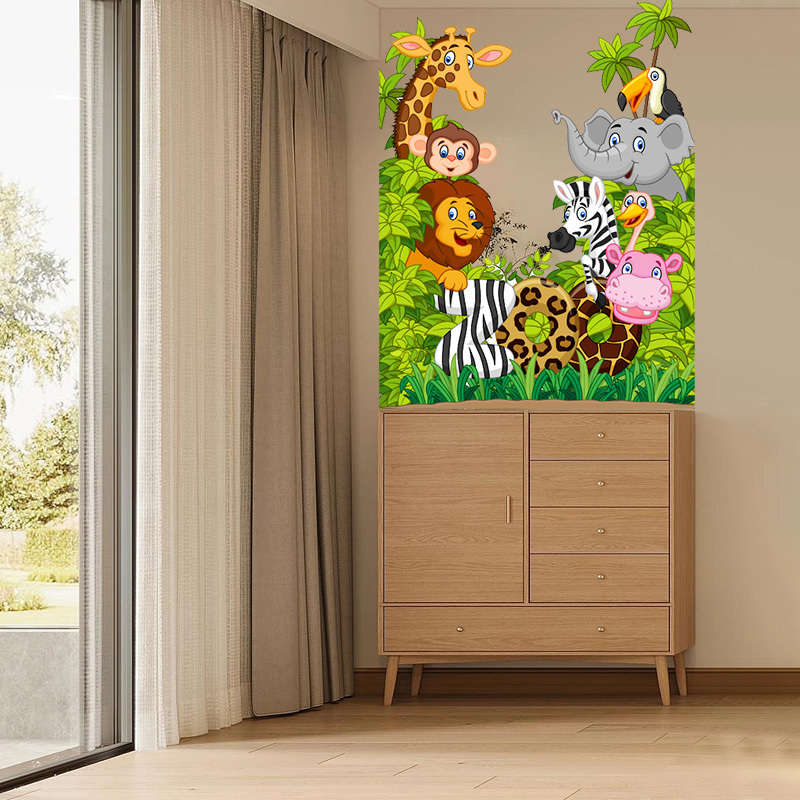 Yiyao Cartoon Animal Zoo self-adhesive removable wall sticker for kids room