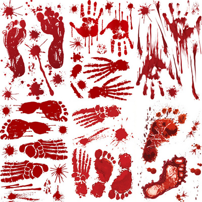 YIYAO Waterproof horror blood fingerprints Halloween window glass floor background decoration removable wall sticker