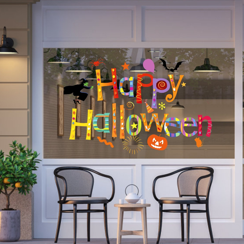 Yiyao Happy Halloween Halloween Colorful Banner Wall Decal Children's Room Window Glass Beautification Sticker