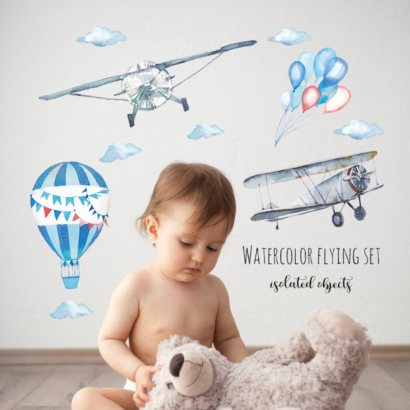 YIYAO Airplanes Nursery Boys Room Peel & Stick Wall Art Sticker Decals