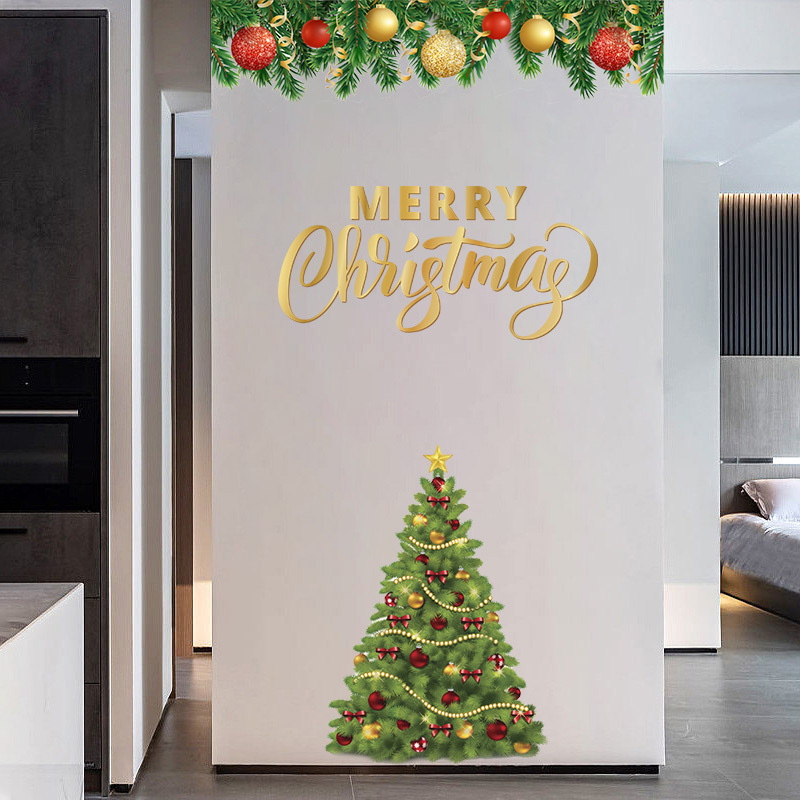 Yiyao 2023 Merry Christmas tree self-adhesive removable wall sticker